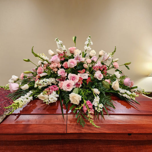 fleurs funéraires - Rose & Blanc / funeral flowers - Pink & White