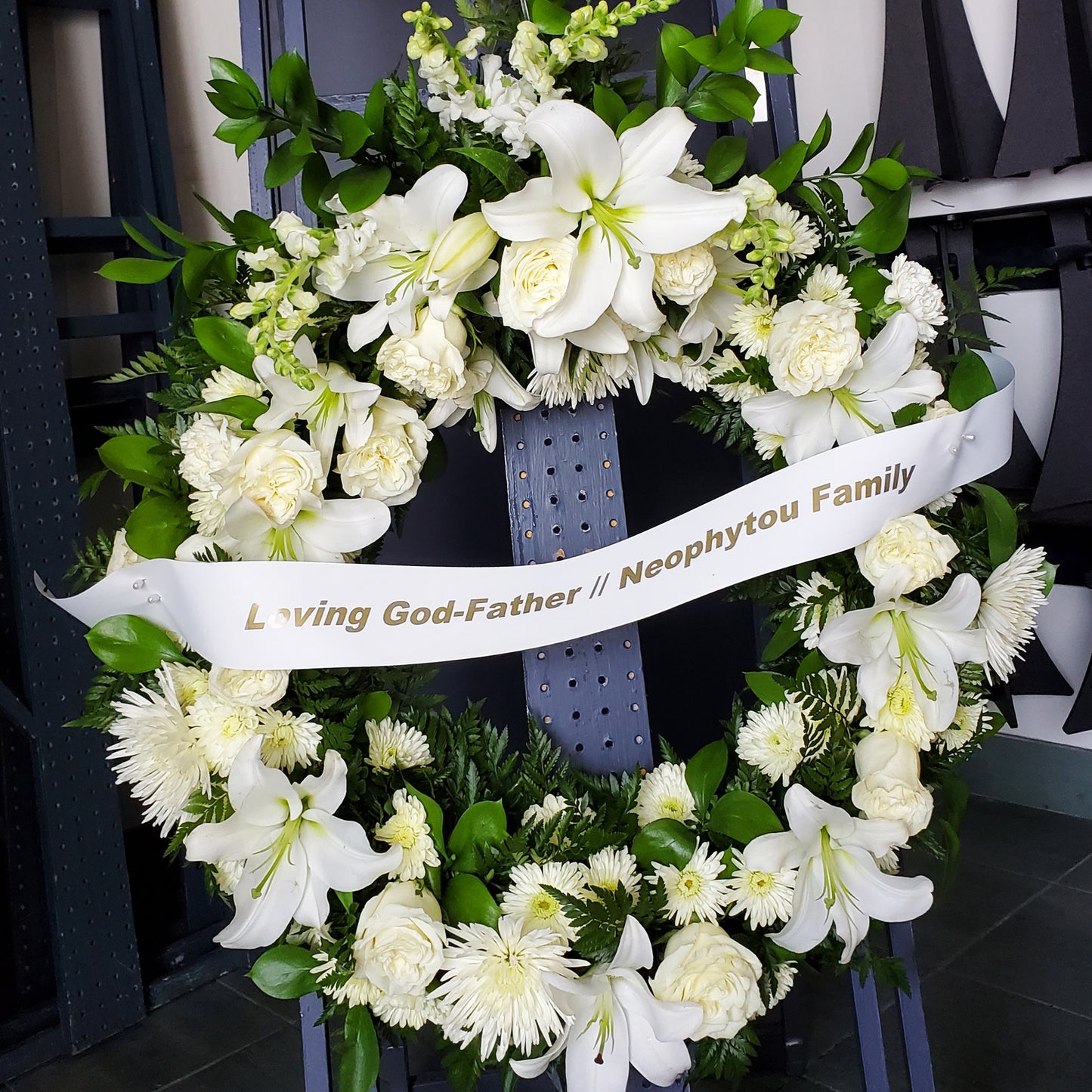 funeral flowers - White & Green