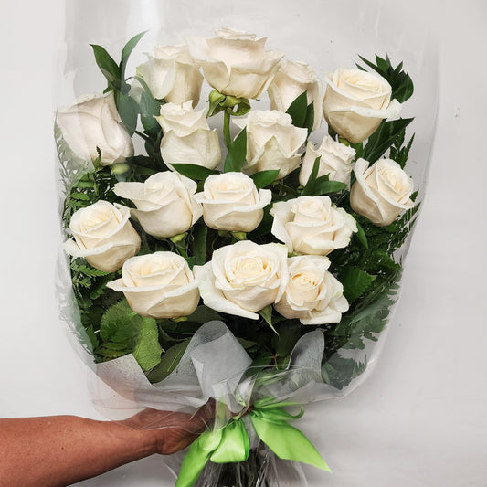 funeral flowers - White roses & Green